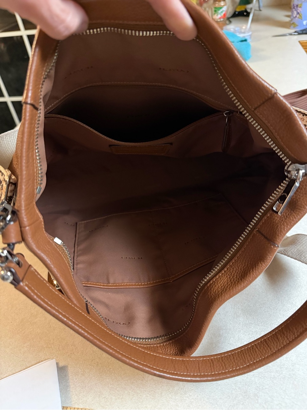 Coach Cognac Pebbled Leather Shoulder Bag - Picture 8 of 11